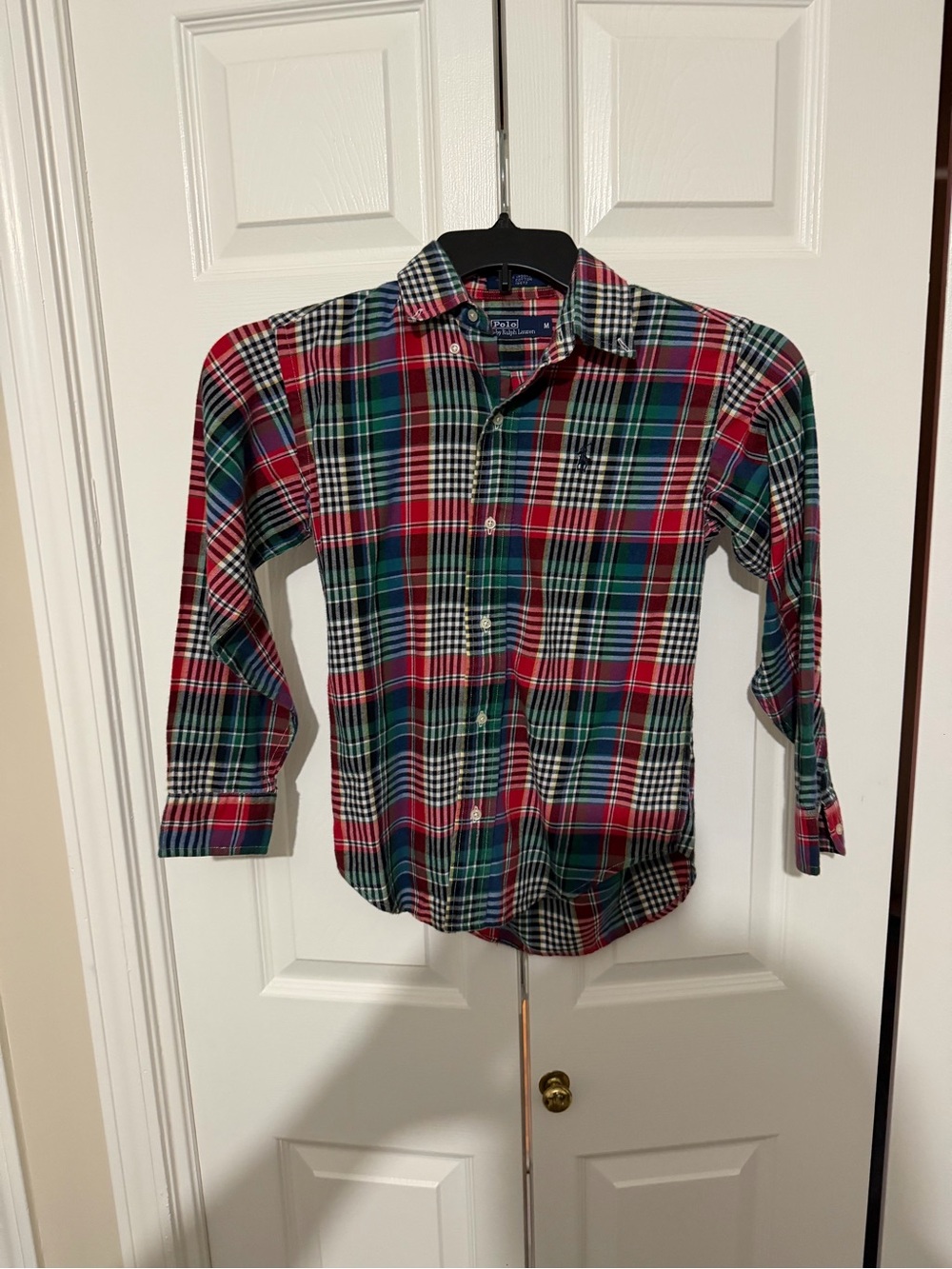 Youth Polo by Ralph Lauren Red & Green Plaid Button-Down Shirt M